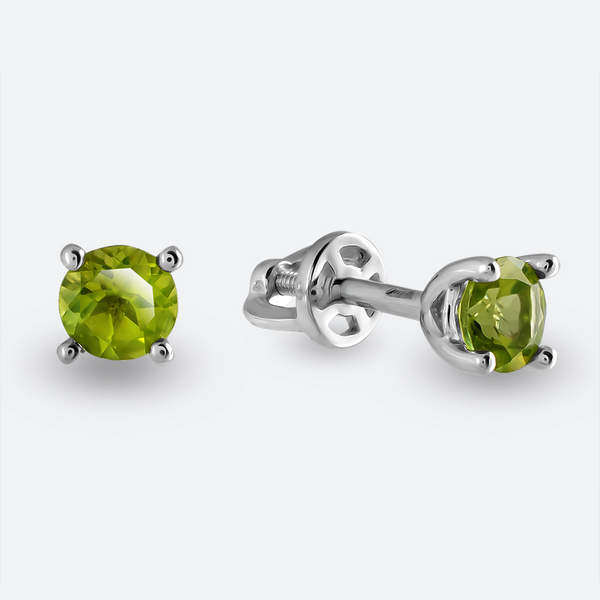 Серьги с хризолитом из серебра